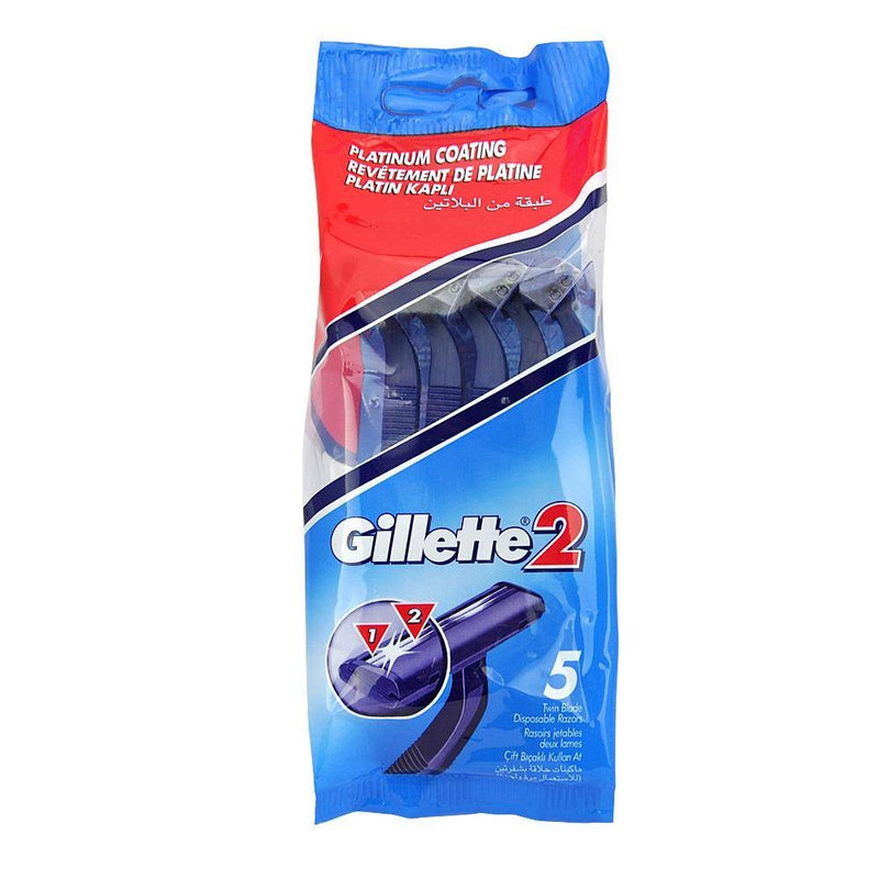 Gillette 2 Twin Blade Wegwerpmesjes - 5 Stuks