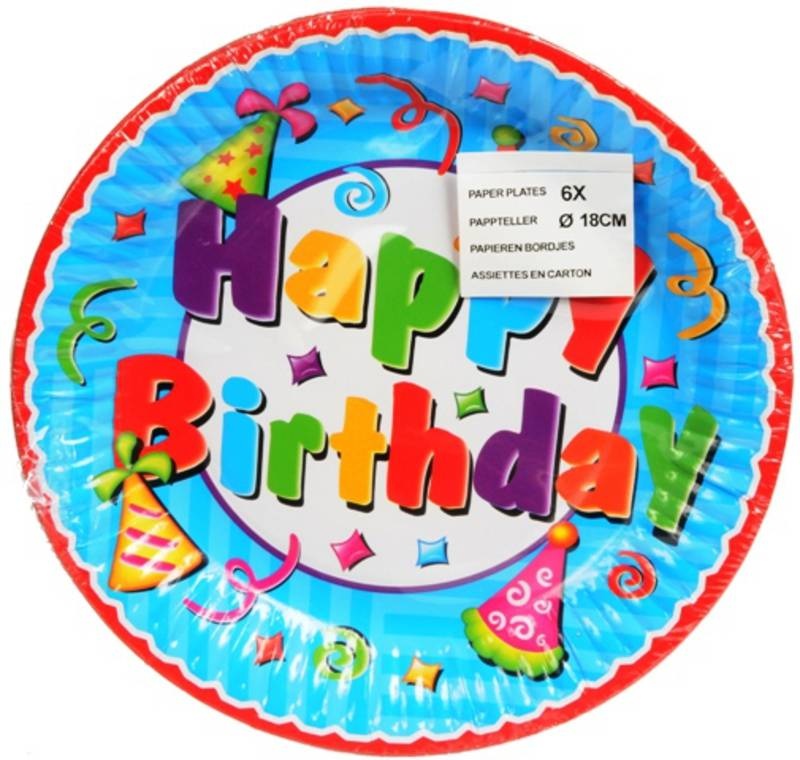 Verjaardag Bord Happy Birthday 18cm - 1 Stuks