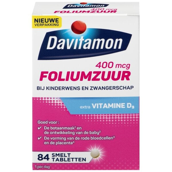 Davitamon 400 Mcg - Folimzuur 84 Smelttabletten 