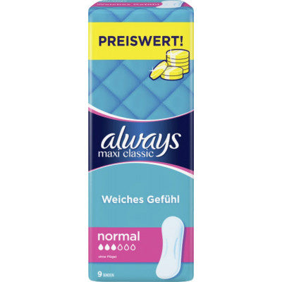 Always Sanitary Towels 9pcs Maxi Classic Normal Size 3